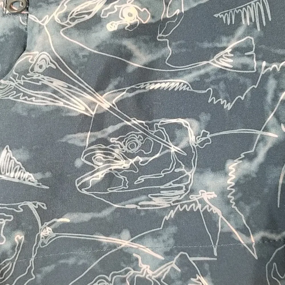 Columbia PFG Shorts Mens Large Blue Fish Print Performance Quick Dry Swim Trunks